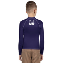 Boys Long Sleeve Judo Rash Guard – Youth Compression Training Shirt - Midnight Blue