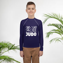 Boys Long Sleeve Judo Rash Guard – Youth Compression Training Shirt - Midnight Blue