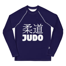 Boys Long Sleeve Judo Rash Guard – Youth Compression Training Shirt - Midnight Blue
