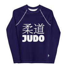 Boys Long Sleeve Judo Rash Guard – Youth Compression Training Shirt - Midnight Blue