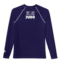 Boys Long Sleeve Judo Rash Guard – Youth Compression Training Shirt - Midnight Blue