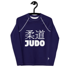 Boys Long Sleeve Judo Rash Guard – Youth Compression Training Shirt - Midnight Blue