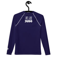 Boys Long Sleeve Judo Rash Guard – Youth Compression Training Shirt - Midnight Blue