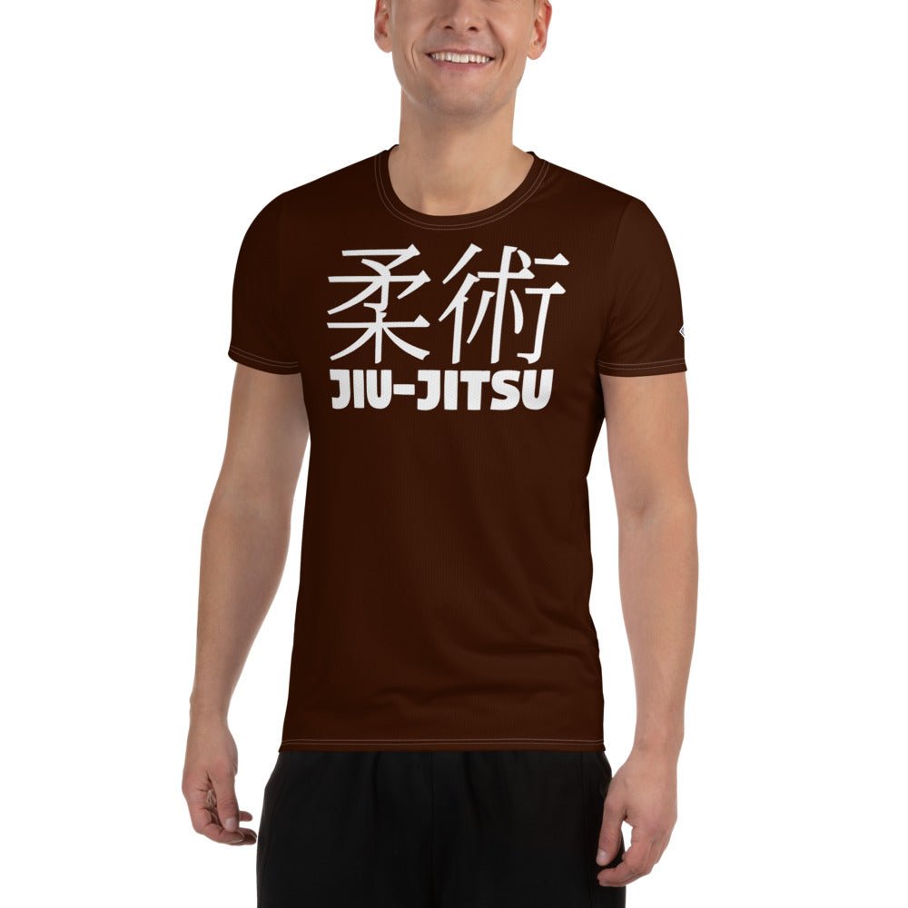 Men's Athletic Short Sleeve Jiu-Jitsu Rash Guard - Sleek Design - Chocolate