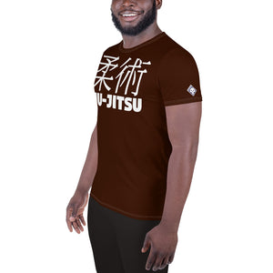 Men's Athletic Short Sleeve Jiu-Jitsu Rash Guard - Sleek Design - Chocolate