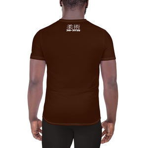 Men's Athletic Short Sleeve Jiu-Jitsu Rash Guard - Sleek Design - Chocolate