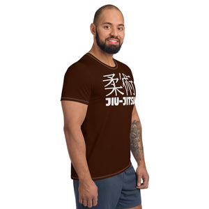 Men's Athletic Short Sleeve Jiu-Jitsu Rash Guard - Sleek Design - Chocolate