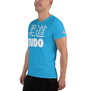 Men's Athletic Short Sleeve Judo Rash Guard - Classic Fit - Cyan