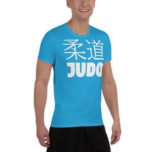 Men's Athletic Short Sleeve Judo Rash Guard - Classic Fit - Cyan