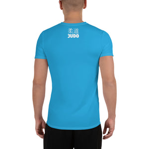 Men's Athletic Short Sleeve Judo Rash Guard - Classic Fit - Cyan