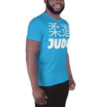 Men's Athletic Short Sleeve Judo Rash Guard - Classic Fit - Cyan