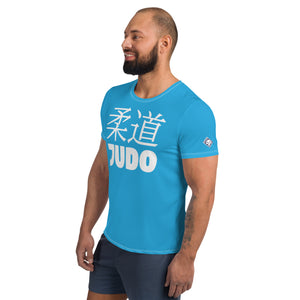 Men's Athletic Short Sleeve Judo Rash Guard - Classic Fit - Cyan