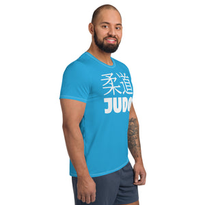 Men's Athletic Short Sleeve Judo Rash Guard - Classic Fit - Cyan