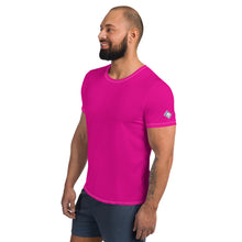 Men's Athletic Short Sleeve Rash Guard - Solid Color Training Gear - Hollywood Cerise