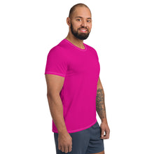 Men's Athletic Short Sleeve Rash Guard - Solid Color Training Gear - Hollywood Cerise