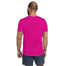 Men's Athletic Short Sleeve Rash Guard - Solid Color Training Gear - Hollywood Cerise