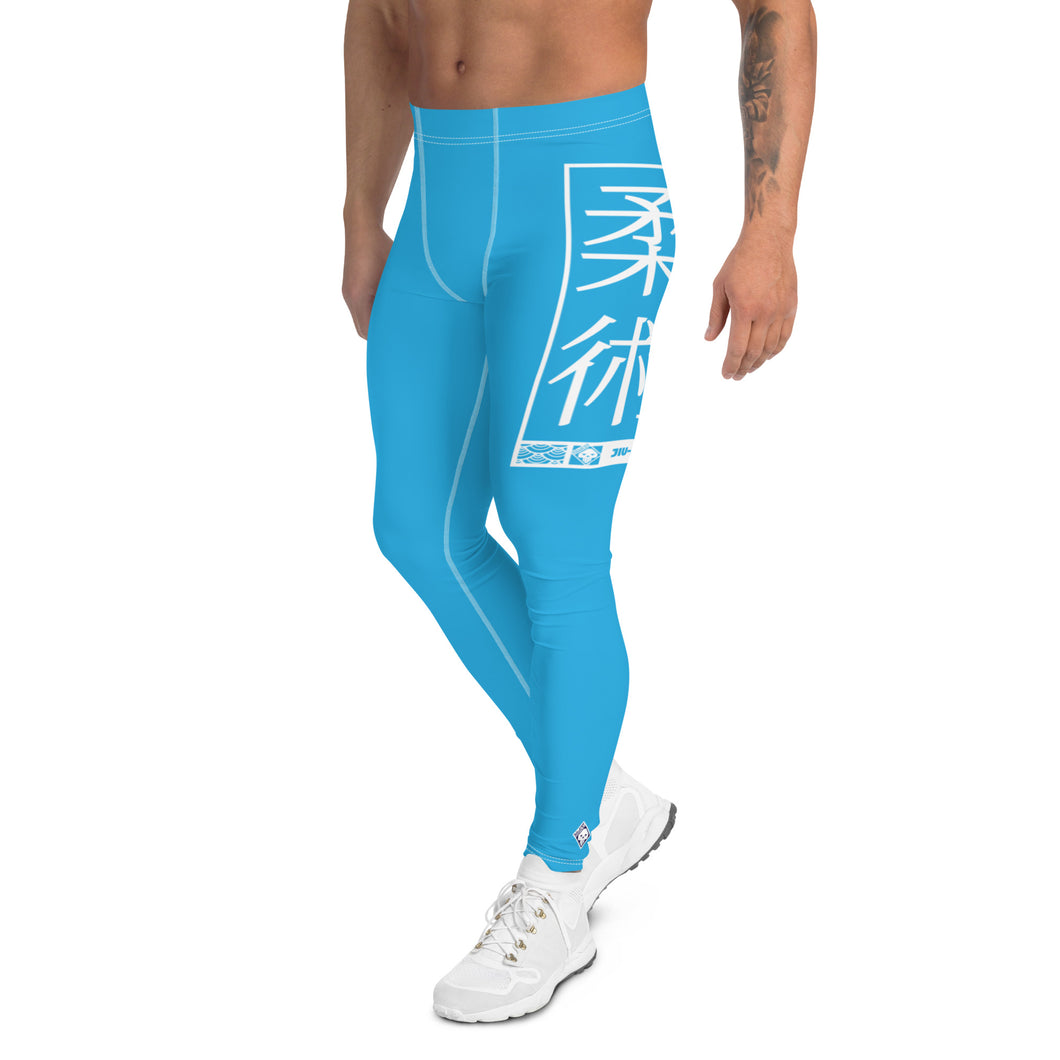 Men's Athletic Workout Leggings For Jiu Jitsu 005 - Cyan Exclusive Jiu-Jitsu Leggings Mens trousers