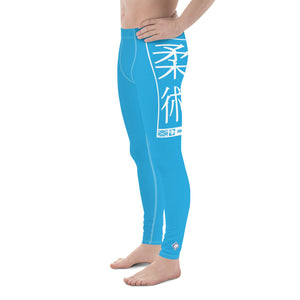 Men's Athletic Workout Leggings For Jiu Jitsu 005 - Cyan Exclusive Jiu-Jitsu Leggings Mens trousers