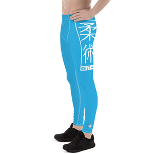 Men's Athletic Workout Leggings For Jiu Jitsu 005 - Cyan Exclusive Jiu-Jitsu Leggings Mens trousers