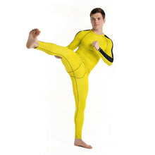 Iconic Tribute: Men's Bruce Lee Game of Death Inspired Rash Guard and Leggings Set