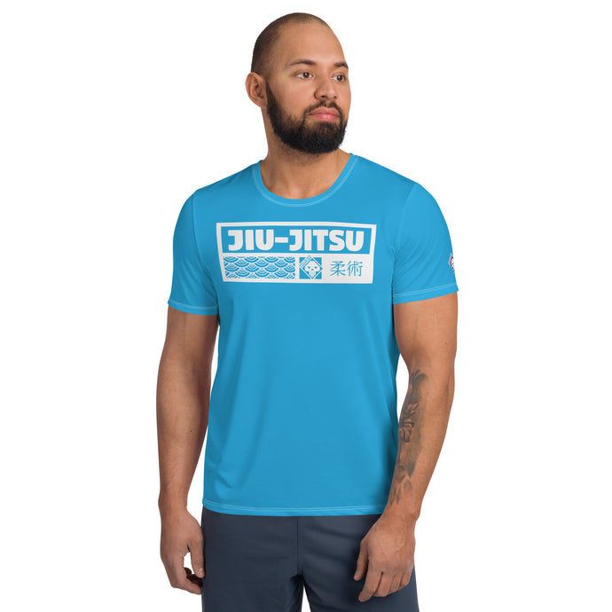 Men's Classic Short Sleeve Jiu-Jitsu Rash Guard - Built for Comfort - Cyan