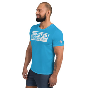 Men's Classic Short Sleeve Jiu-Jitsu Rash Guard - Built for Comfort - Cyan