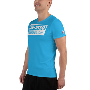 Men's Classic Short Sleeve Jiu-Jitsu Rash Guard - Built for Comfort - Cyan