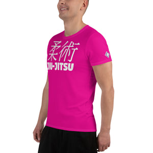 Men's Jiu-Jitsu Rash Guard - Short Sleeve Martial Arts Gear - Hollywood Cerise