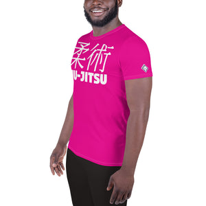 Men's Jiu-Jitsu Rash Guard - Short Sleeve Martial Arts Gear - Hollywood Cerise