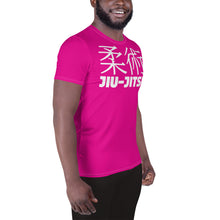 Men's Jiu-Jitsu Rash Guard - Short Sleeve Martial Arts Gear - Hollywood Cerise