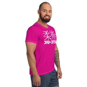 Men's Jiu-Jitsu Rash Guard - Short Sleeve Martial Arts Gear - Hollywood Cerise