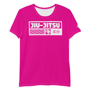 Men's Jiu-Jitsu Training Rash Guard - Short Sleeve Flexible Design - Hollywood Cerise