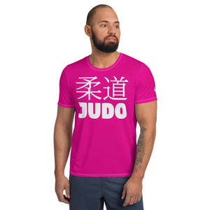 Men's Judo Short Sleeve Rash Guard - Durable and Lightweight - Hollywood Cerise