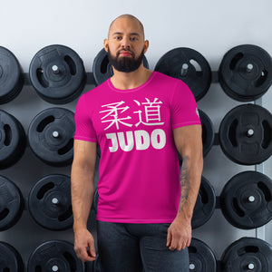 Men's Judo Short Sleeve Rash Guard - Durable and Lightweight - Hollywood Cerise