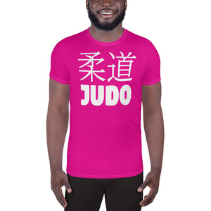 Men's Judo Short Sleeve Rash Guard - Durable and Lightweight - Hollywood Cerise