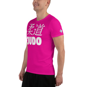 Men's Judo Short Sleeve Rash Guard - Durable and Lightweight - Hollywood Cerise