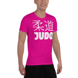 Men's Judo Short Sleeve Rash Guard - Durable and Lightweight - Hollywood Cerise