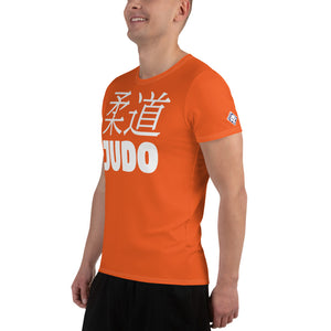 Men's Judo Training Rash Guard - Short Sleeve, Classic Style - Flamingo