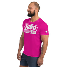 Men's Judo Training Rash Guard - Short Sleeve Performance Wear - Hollywood Cerise