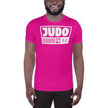 Men's Judo Training Rash Guard - Short Sleeve Performance Wear - Hollywood Cerise