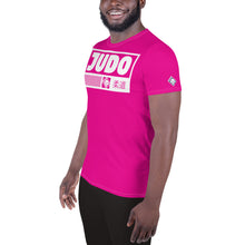 Men's Judo Training Rash Guard - Short Sleeve Performance Wear - Hollywood Cerise