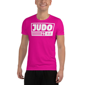 Men's Judo Training Rash Guard - Short Sleeve Performance Wear - Hollywood Cerise