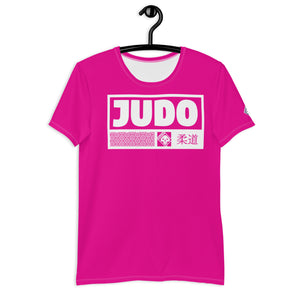 Men's Judo Training Rash Guard - Short Sleeve Performance Wear - Hollywood Cerise