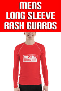 Mens Long Sleeve BJJ Rash Guard - Jiu-Jitsu 002 - Scarlet - Soldier Complex
