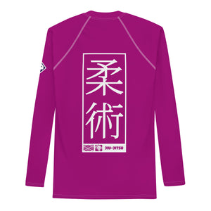 Mens Long Sleeve BJJ Rash Guard - Jiu-Jitsu 003 - Vivid Purple BJJ Exclusive Jiu-Jitsu Long Sleeve Mens Rash Guard