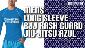 Mens Long Sleeve BJJ Rash Guard - Jiu-Jitsu 005 - Azul