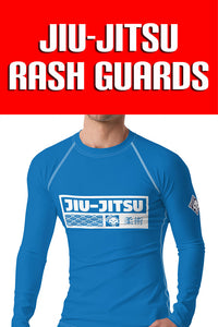 Mens Long Sleeve BJJ Rash Guard - Jiu-Jitsu 005 - Azul
