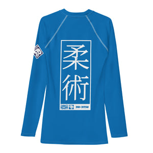 Mens Long Sleeve BJJ Rash Guard - Jiu-Jitsu 005 - Azul BJJ Exclusive Jiu-Jitsu Long Sleeve Mens Rash Guard