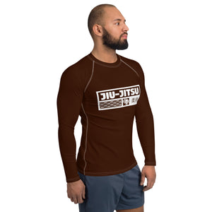 Mens Long Sleeve BJJ Rash Guard - Jiu-Jitsu 007 - Chocolate BJJ Exclusive Jiu-Jitsu Long Sleeve Mens Rash Guard