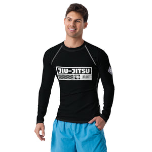 Mens Long Sleeve BJJ Rash Guard - Jiu-Jitsu 008 - Noir BJJ Exclusive Jiu-Jitsu Long Sleeve Mens Rash Guard